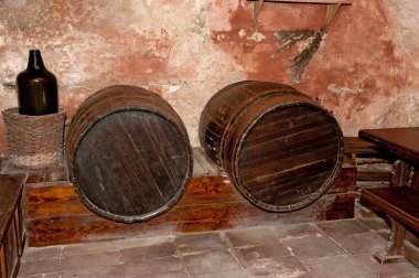 Cellar with casks clipart