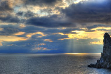 gece deniz. bir şafak vakti uzun enduranc ile fotoğraflandı deniz