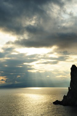 gece deniz. bir şafak vakti uzun enduranc ile fotoğraflandı deniz