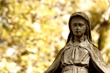 Monument Lady of Guadalupe on a cemetery clipart