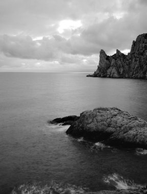 The sea and mountains monochrome clipart