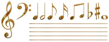 Musical notes (gold) clipart
