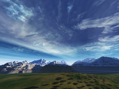 Storm sky above snow tops of mountains clipart