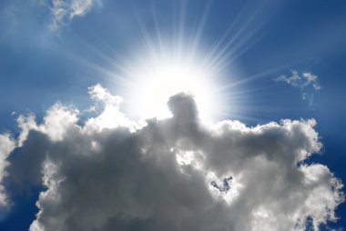 Sun beams and cloud clipart