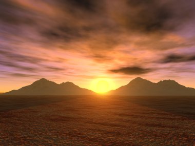 Sunset mountains clipart