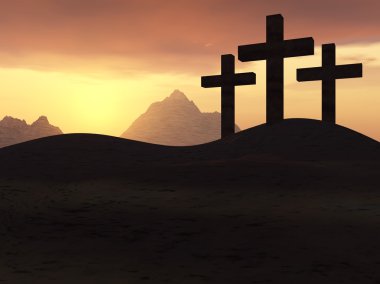 Three crosses yellow sunset clipart