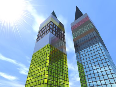 Two fantastic skyscrapers clipart