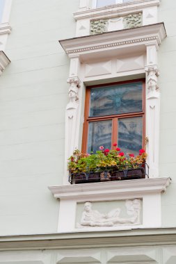 Facade of a building with windows clipart