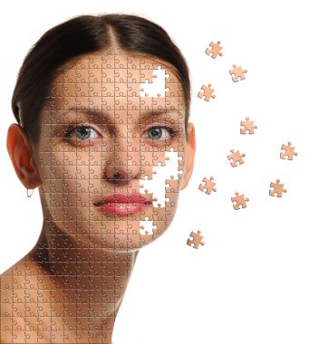 Female face close up and details puzzle clipart