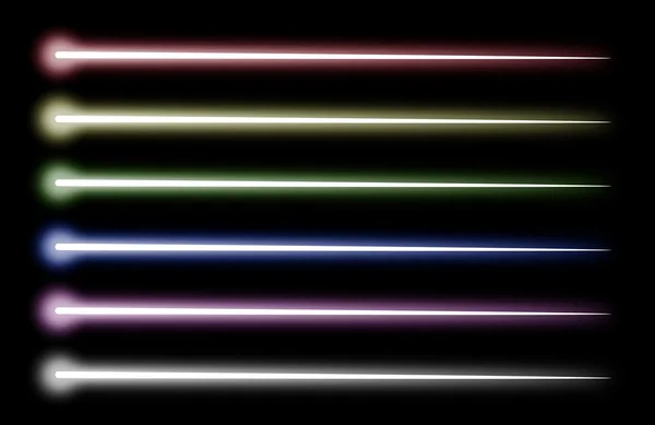 Set of beams of various colors completely isolated on a black background — Stock Photo, Image