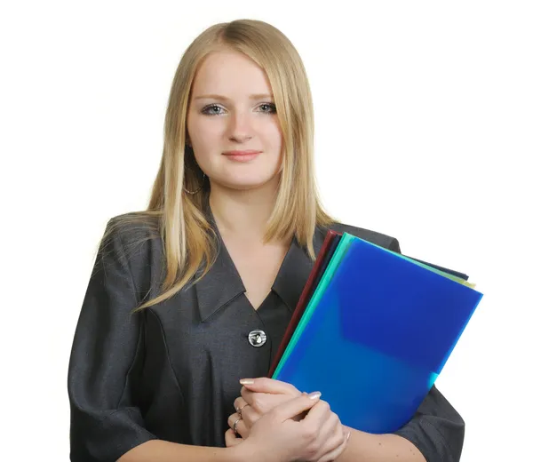 The blonde with official papers — Stock Photo, Image