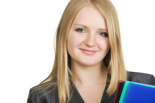 The blonde with official papers — Stock Photo, Image