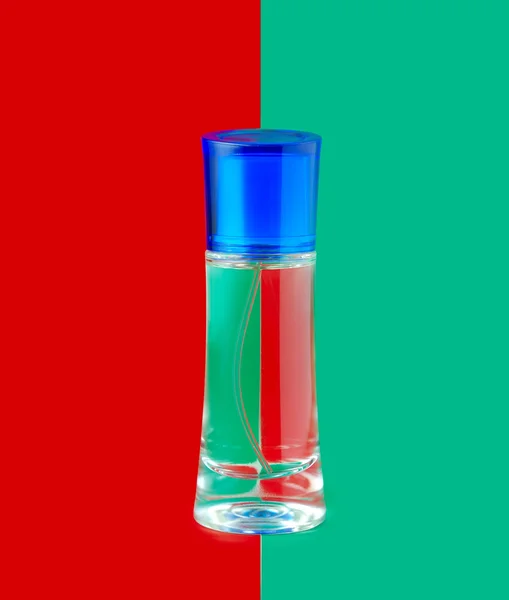 Bottle perfume color background — Stock Photo, Image