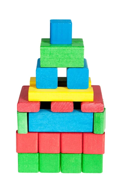 Construction from colour wooden cubes. — Stock Photo, Image