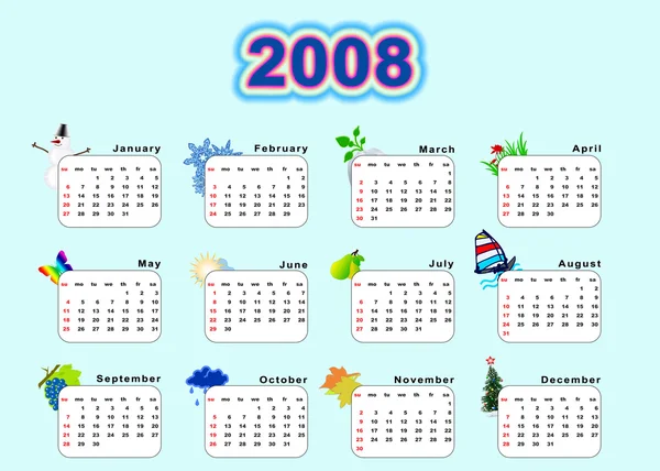Kalender 2008 - seizoenen — Stockfoto