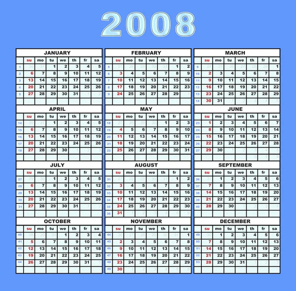 Kalender 2008 — Stockfoto