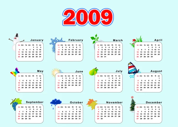 Calendario 2009 - temporadas — Foto de Stock