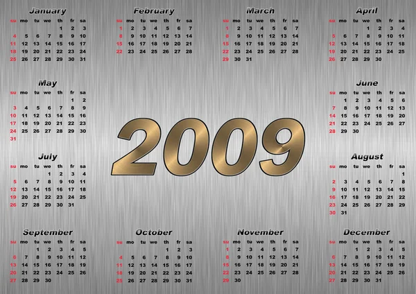 2009 年カレンダー金属のテクスチャ — ストック写真