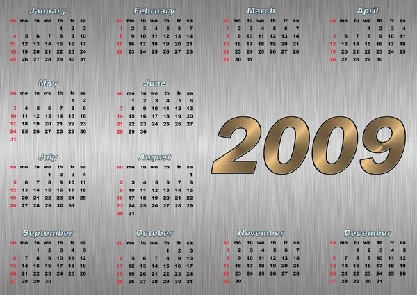 Kovové textura kalendář 2009 — Stock fotografie
