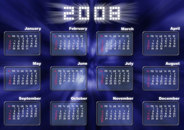Kalender i fantastiska stil - 2008 — Stockfoto