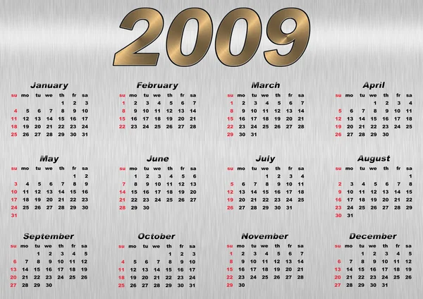 Ημερολόγιο 2009 μέταλλο υφή — Φωτογραφία Αρχείου
