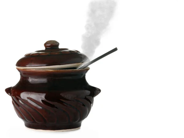 Patelnia ceramiczna ze steam — Zdjęcie stockowe