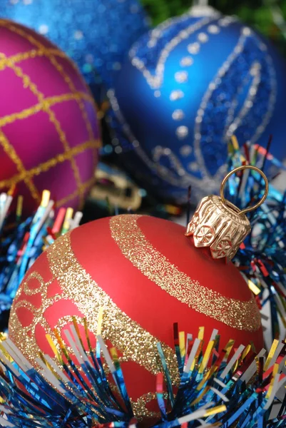 Kerstmis achtergrond kleur speelgoed — Stockfoto