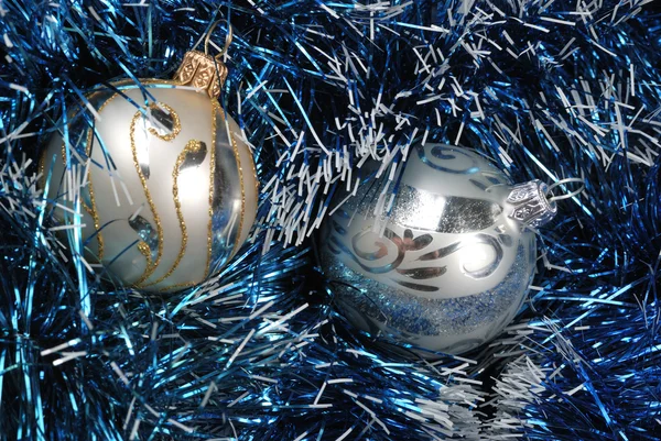 Brinquedo de Natal em decoração azul — Fotografia de Stock