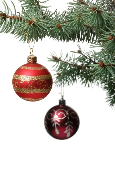Christmas toy on a branch of a fur-tree — Stock Photo, Image