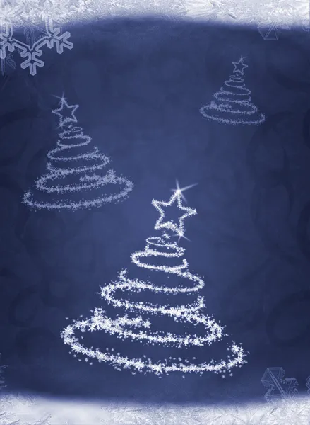 Julgran från snöflingor blå — Stockfoto