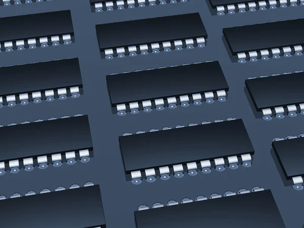 Bilgisayar mikroçip arka plan mavi — Stok fotoğraf