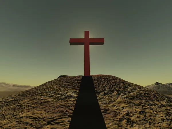 Σταυρός σε ένα λόφο σαφές sjy — Φωτογραφία Αρχείου