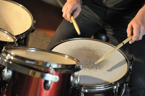 The drummer in action — Stock Photo, Image