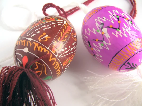 Easter painted egg - with the passed cords — Stock Photo, Image
