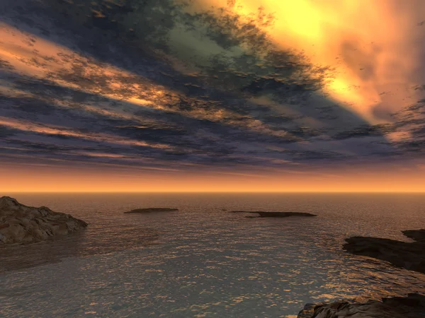Fantastické mraky a oceán — Stock fotografie