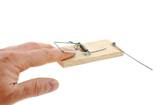 Finger in a mousetrap — Stock Photo, Image