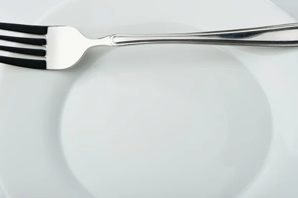 Gabel auf einem Teller — Stockfoto