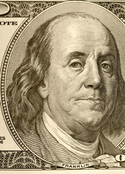 Franklin closeup altes Porträt — Stockfoto