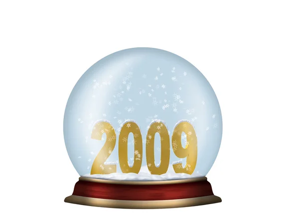 Skleněná koule s izolovaným rokem 2009 — Stock fotografie