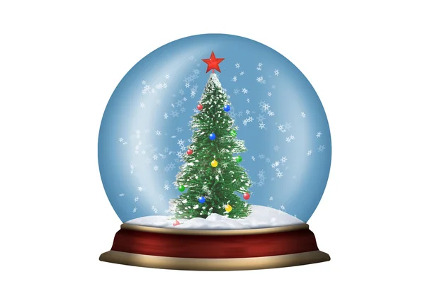 Glass sphere with fir-tree isolated — Stock Photo, Image