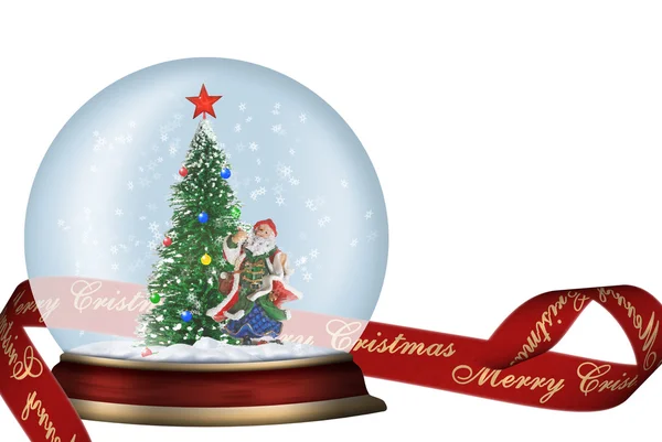 玻璃球体与杉木树和圣诞老人的抽象背景 — ストック写真