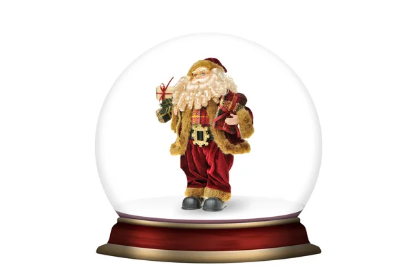 Glass sphere with Santa Claus isolated — Stock Photo, Image