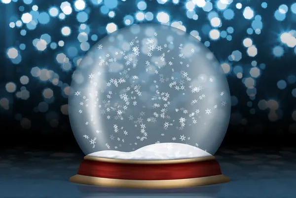 Esfera de vidro com neve de fundo — Fotografia de Stock