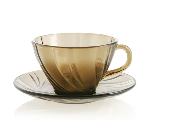 Glass transparent cup with saucer — Stock Photo, Image
