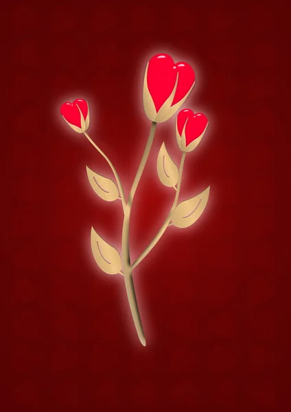 Guld glans blomma - hjärta — Stockfoto