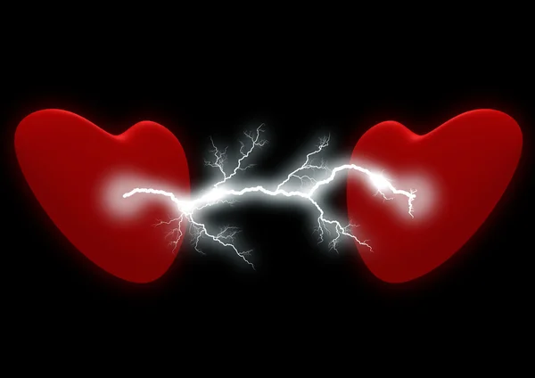 stock image Two hearts with the electric discharge