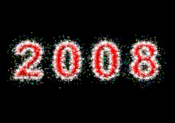 Inscripción - 2008 de copos de nieve y asteriscos —  Fotos de Stock
