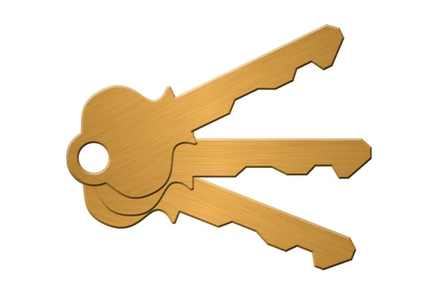 Gold key on white — Stock Photo, Image