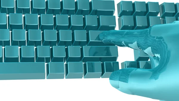 Fantastic hand over the computer keyboard — Stock Photo, Image