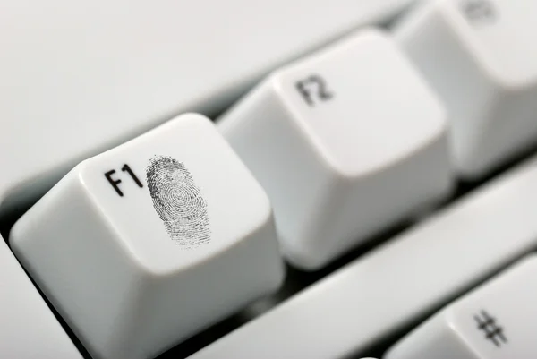 Klavye ve parmak izi — Stok fotoğraf
